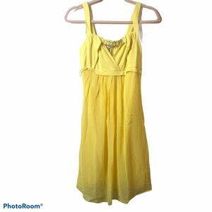 Lucy Paris Yellow Cut Out Mini Dress Sheer Overlay